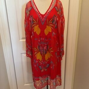 Johnny Was Barbara Floral Silk Dress Size L